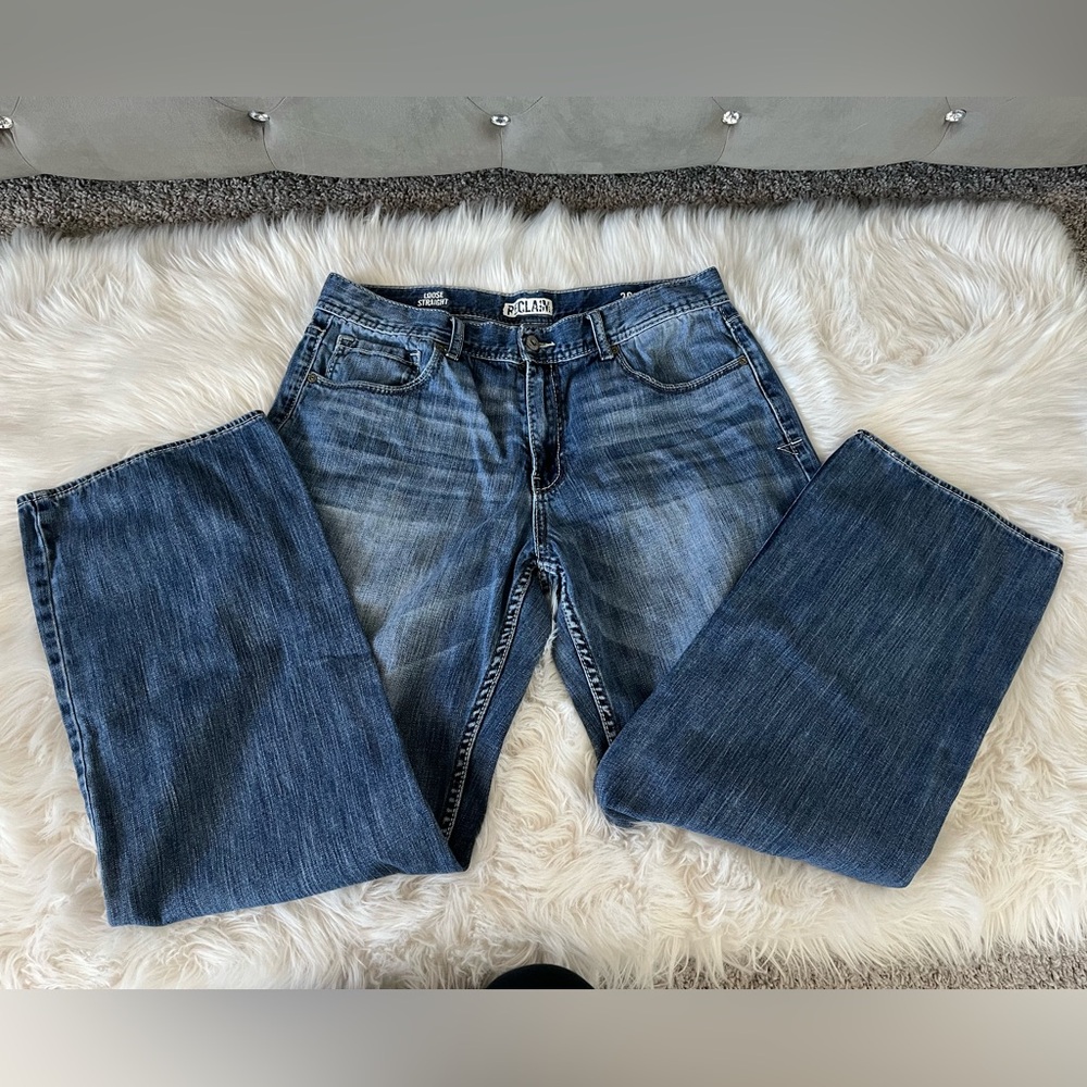 Reclaim Loose Straight Blue Denim Jeans - 36L